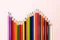 ÃÂ¡olored pencils isolated on colored background. Close up